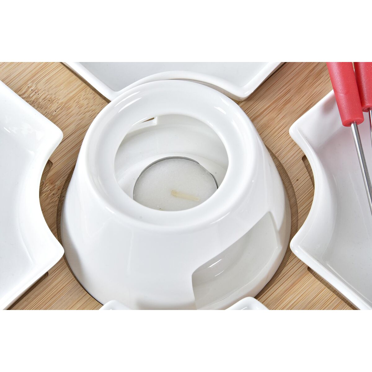 Fonduta DKD Home Decor Rosso 26,5 x 26,5 x 1,5 cm (10 pcs) - Immagine 2