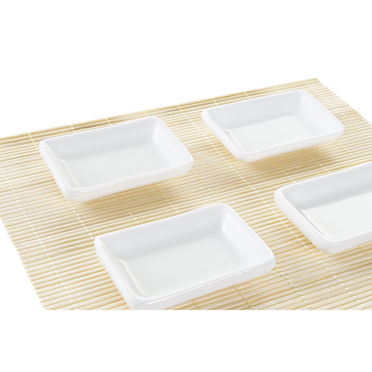 Set per Sushi DKD Home Decor Metallo Bambù Bianco Naturale Orientale 30 x 40 cm 28 x 22 x 2,5 cm (9 Pezzi) - Immagine 2