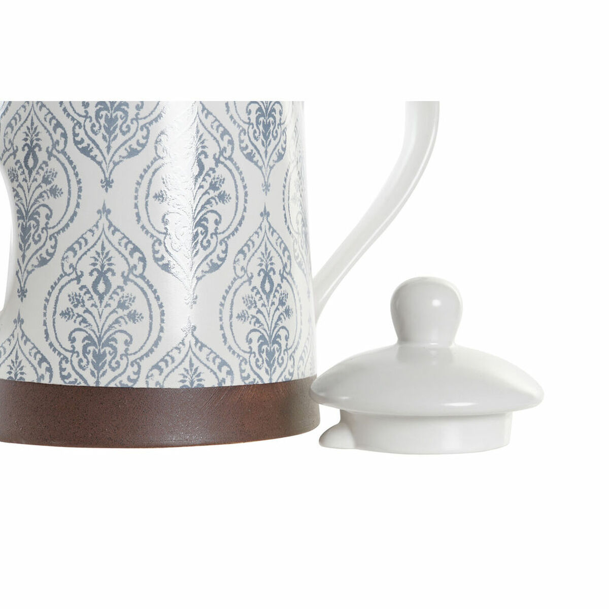 Teiera DKD Home Decor Azzurro Bianco Marrone Legno d'albero della gomma Gres - Immagine 3
