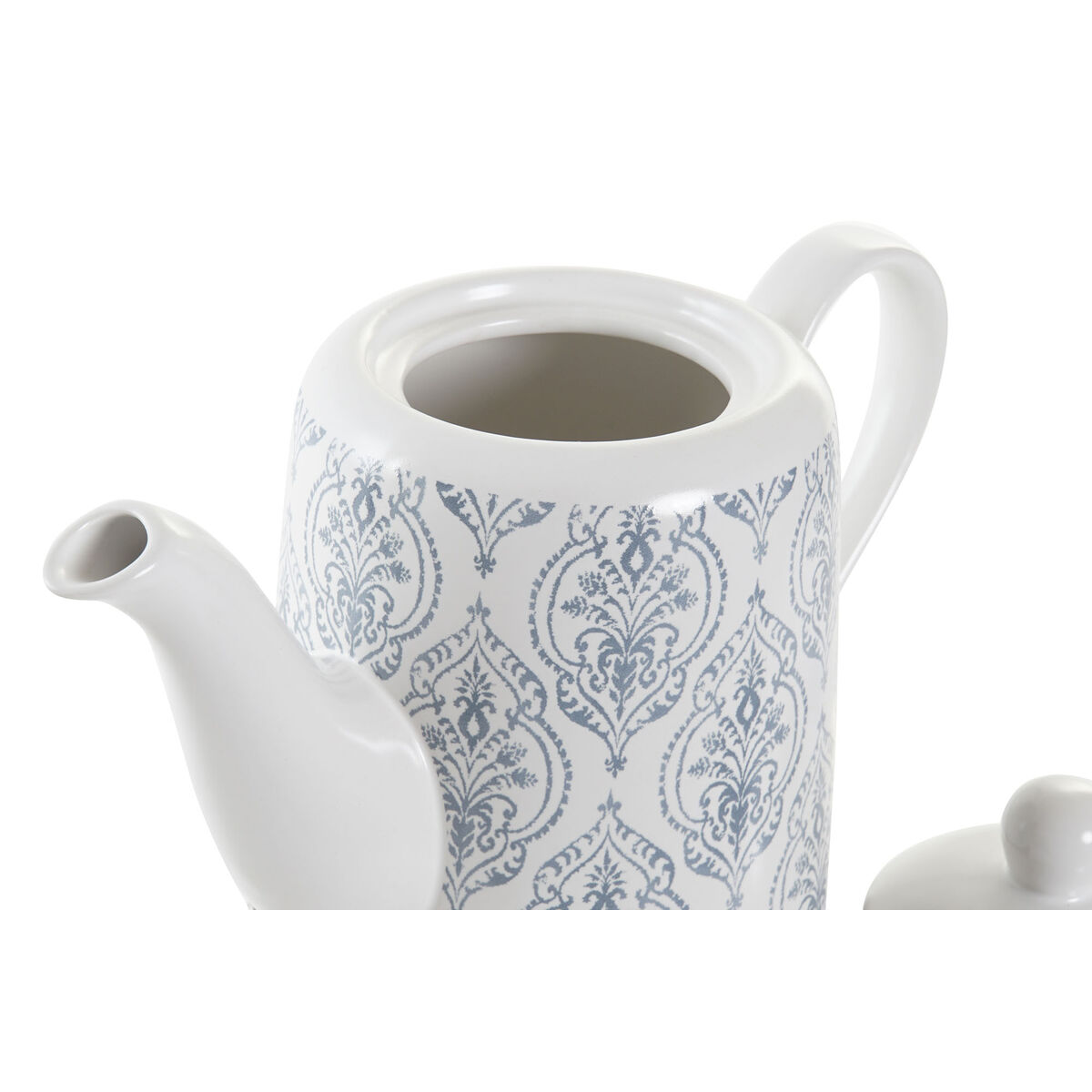 Teiera DKD Home Decor Azzurro Bianco Marrone Legno d'albero della gomma Gres - Immagine 2