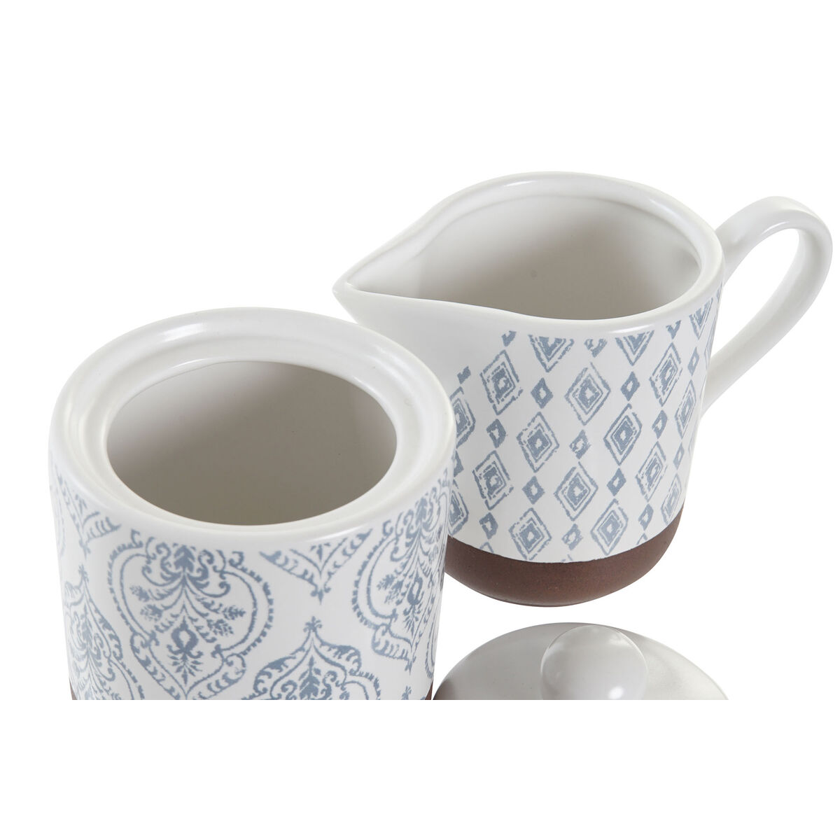 Portazucchero DKD Home Decor Azzurro Bianco Marrone Gres 12,5 x 6,5 x 8 cm (2 pcs) - Immagine 3
