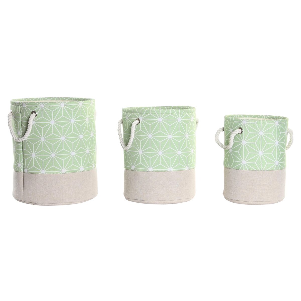 Set di Cestini DKD Home Decor Verde Beige Geometrico 30 x 30 x 35 cm 4 Kg 3 Pezzi (3 Unità)