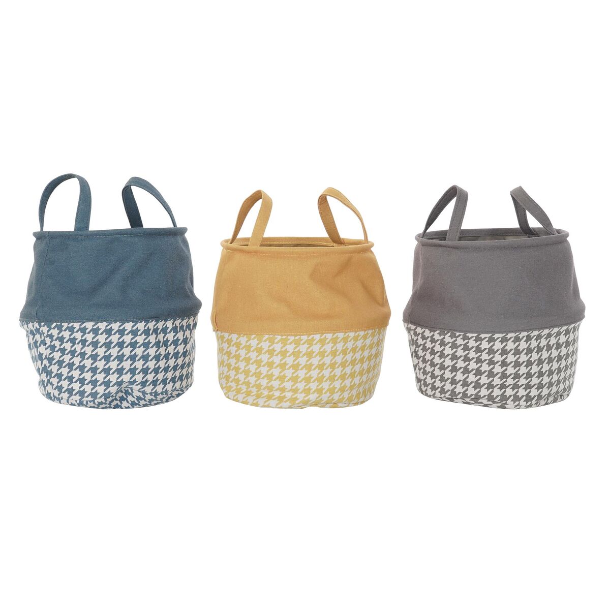 Cesto per i Panni Sporchi DKD Home Decor Piede di Crow Giallo Grigio Grigio scuro 28 x 28 x 28 cm (3 Unità)