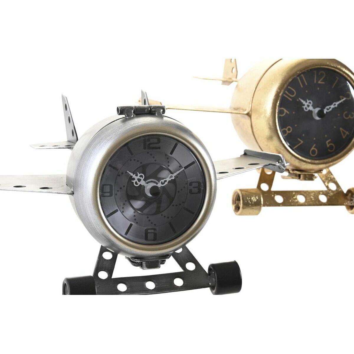 Orologio da Tavolo DKD Home Decor Dorato Argentato Aereo (2 Unità) - Immagine 2
