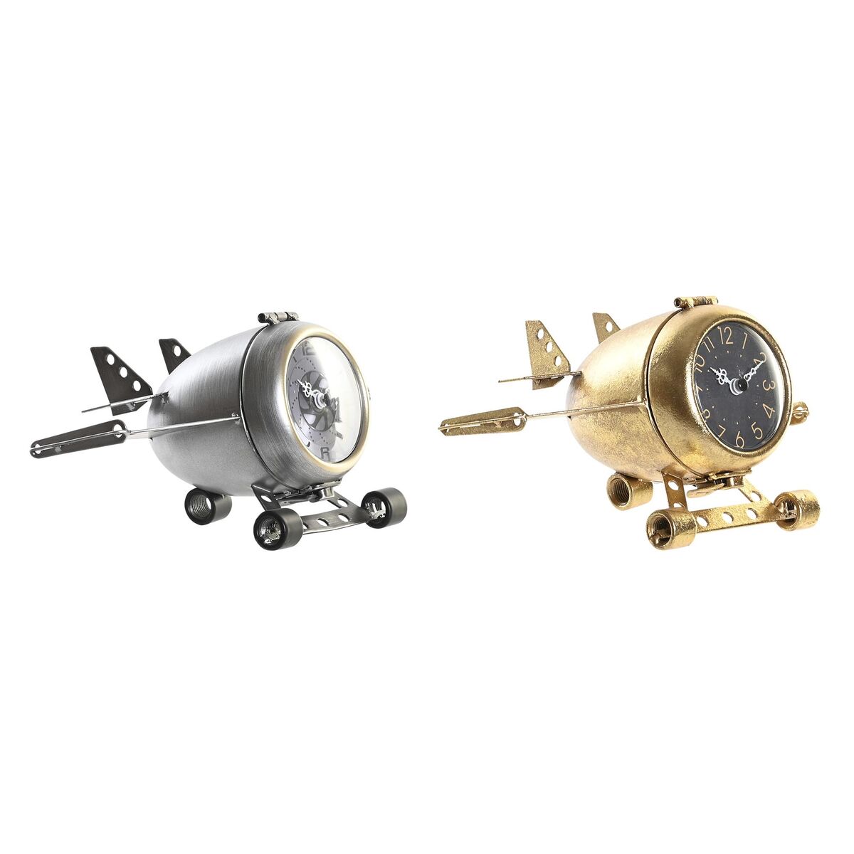 Orologio da Tavolo DKD Home Decor Dorato Argentato Aereo (2 Unità)
