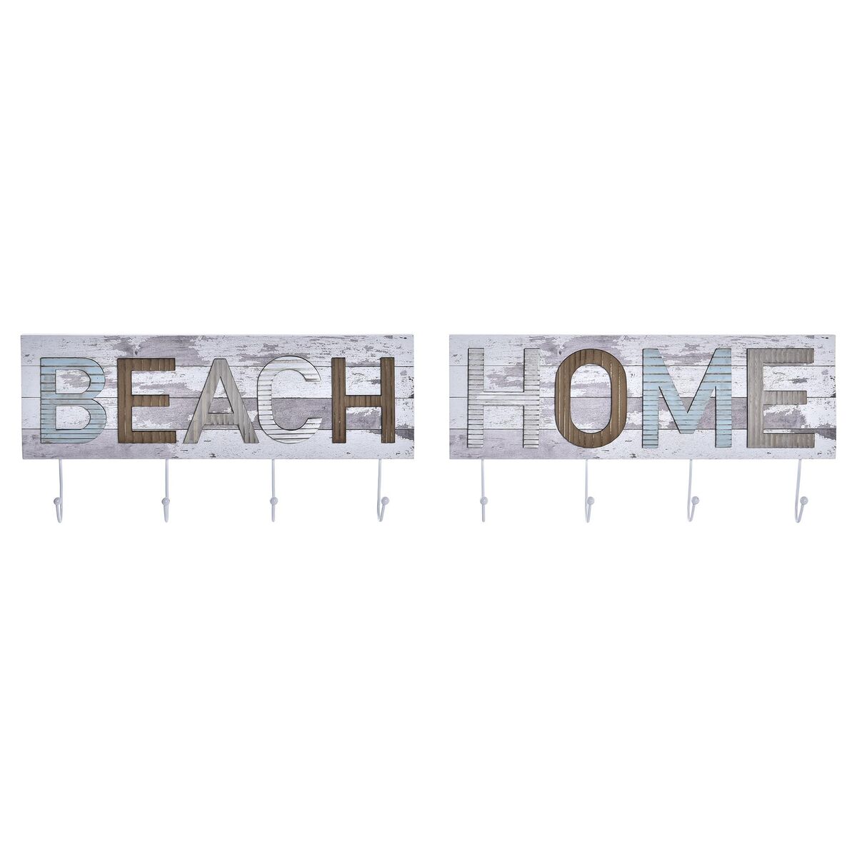 Appendiabiti da parete DKD Home Decor Legno Metallo Spiaggia 45 x 5 x 23 cm (2 Unità)