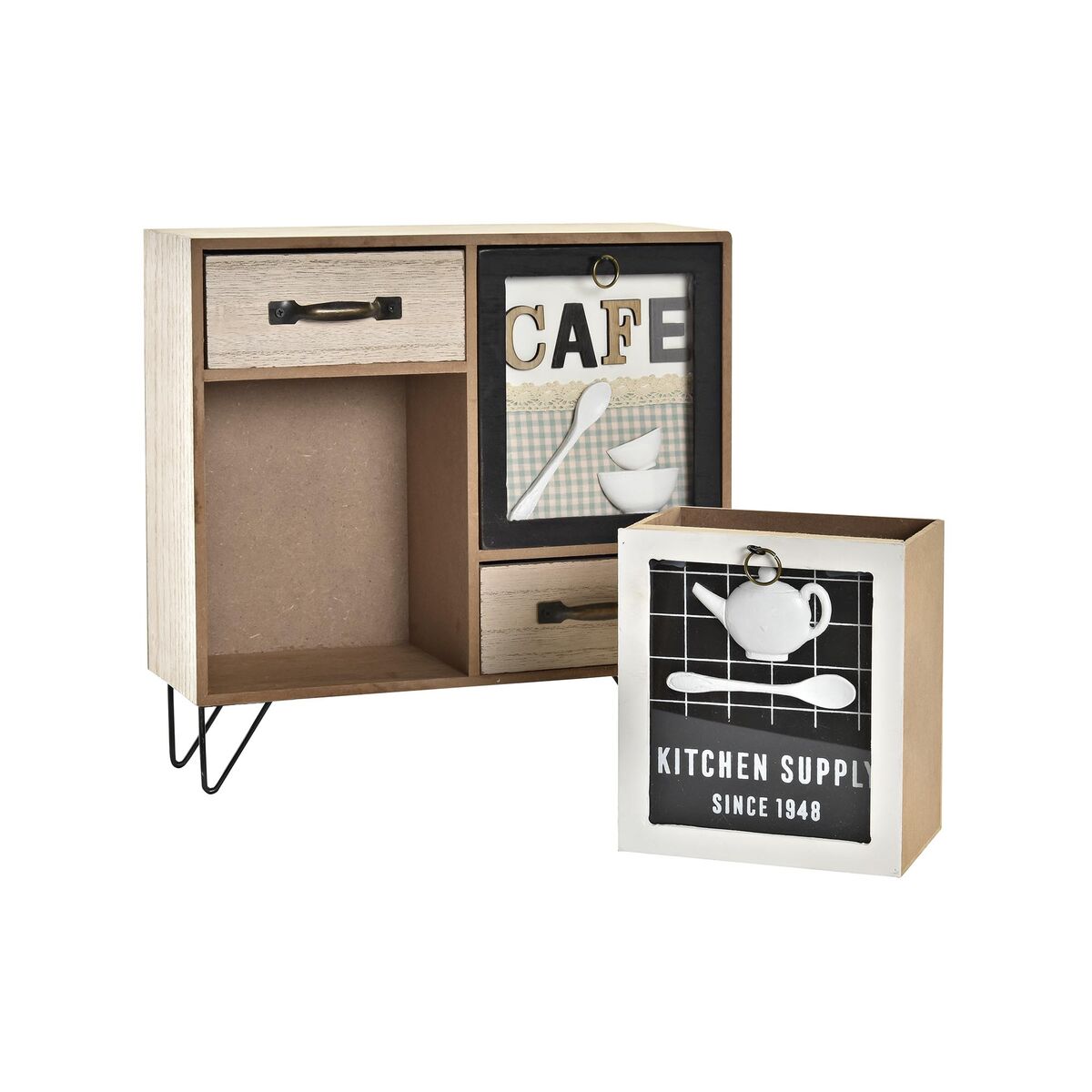 Mobile da cucina DKD Home Decor Marrone Nero Verde 30 x 10 x 29 cm Cucina - Immagine 4
