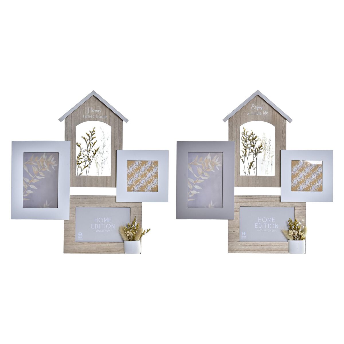 Cornice Portafoto DKD Home Decor Legno 39 x 3 x 41 cm Naturale Impianto (2 Unità)