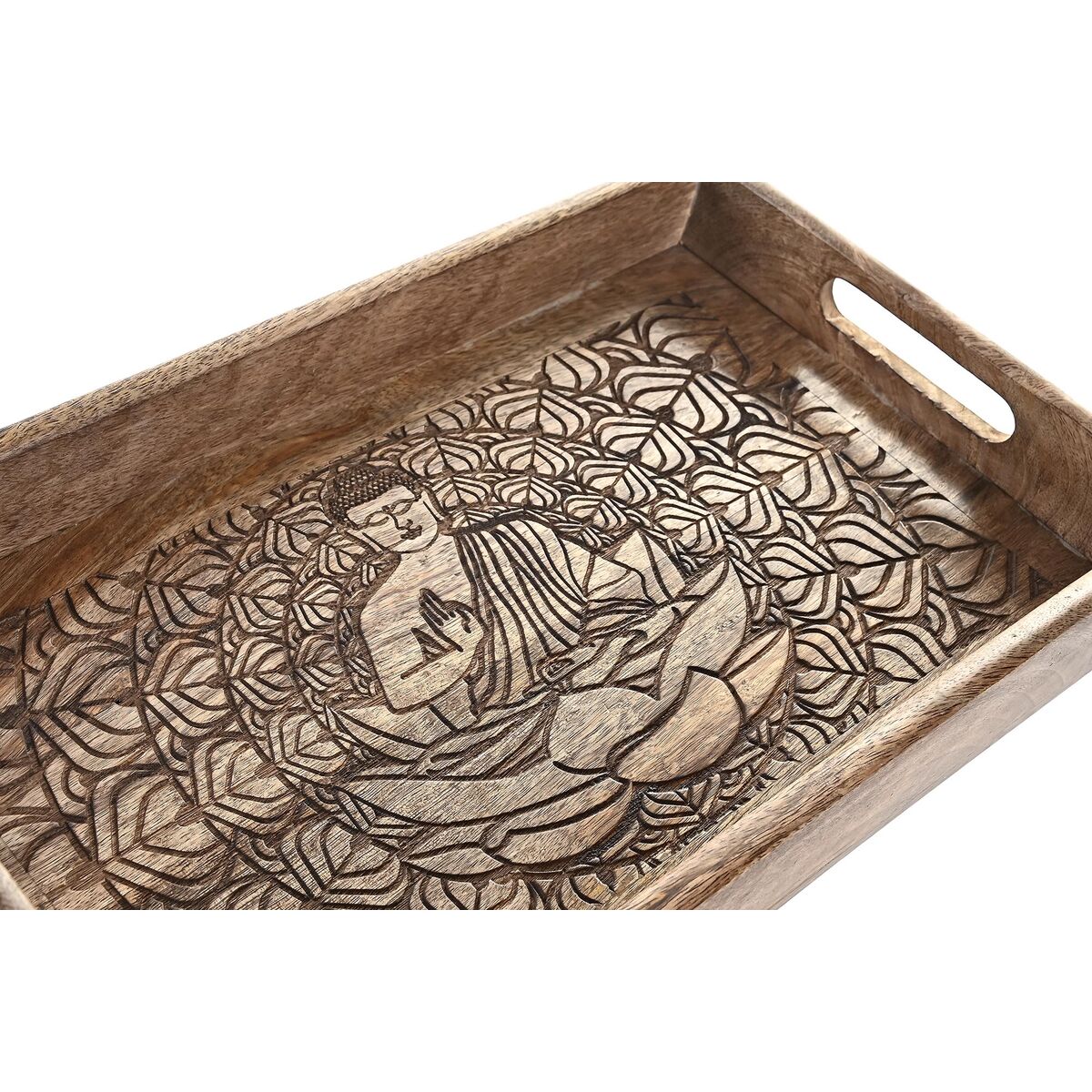 Set di Vassoi DKD Home Decor 2 Unità Marrone Marrone scuro Legno di mango (2 Unità) - Immagine 2