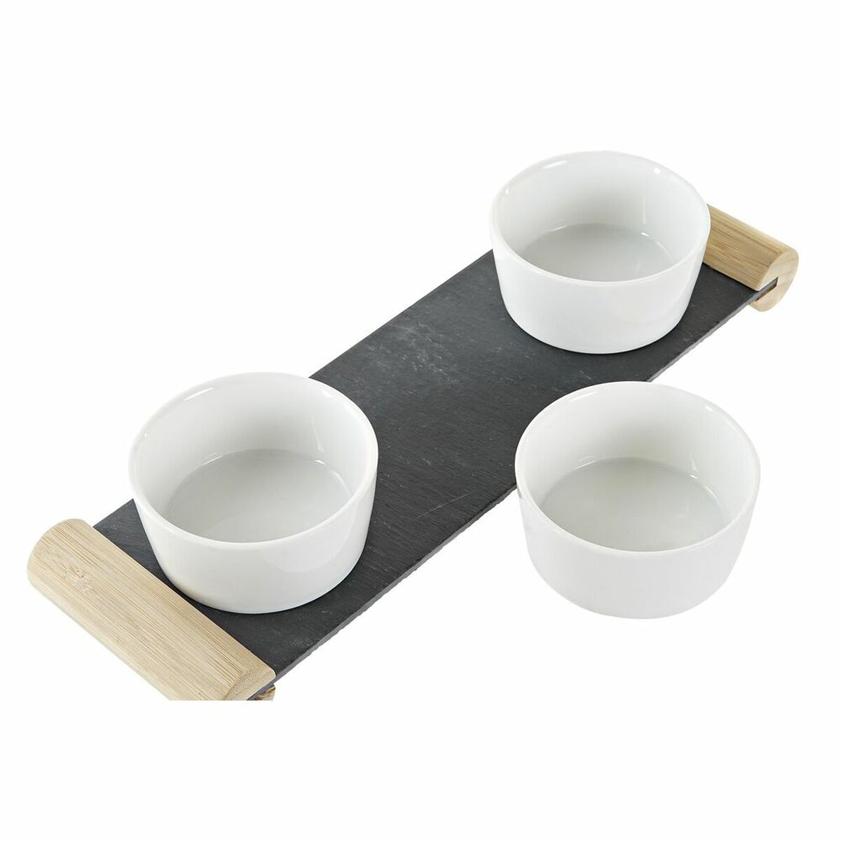 Vassoio per aperitivi DKD Home Decor Bianco Nero Gres Lavagna 33 x 10 x 5,8 cm - Immagine 3