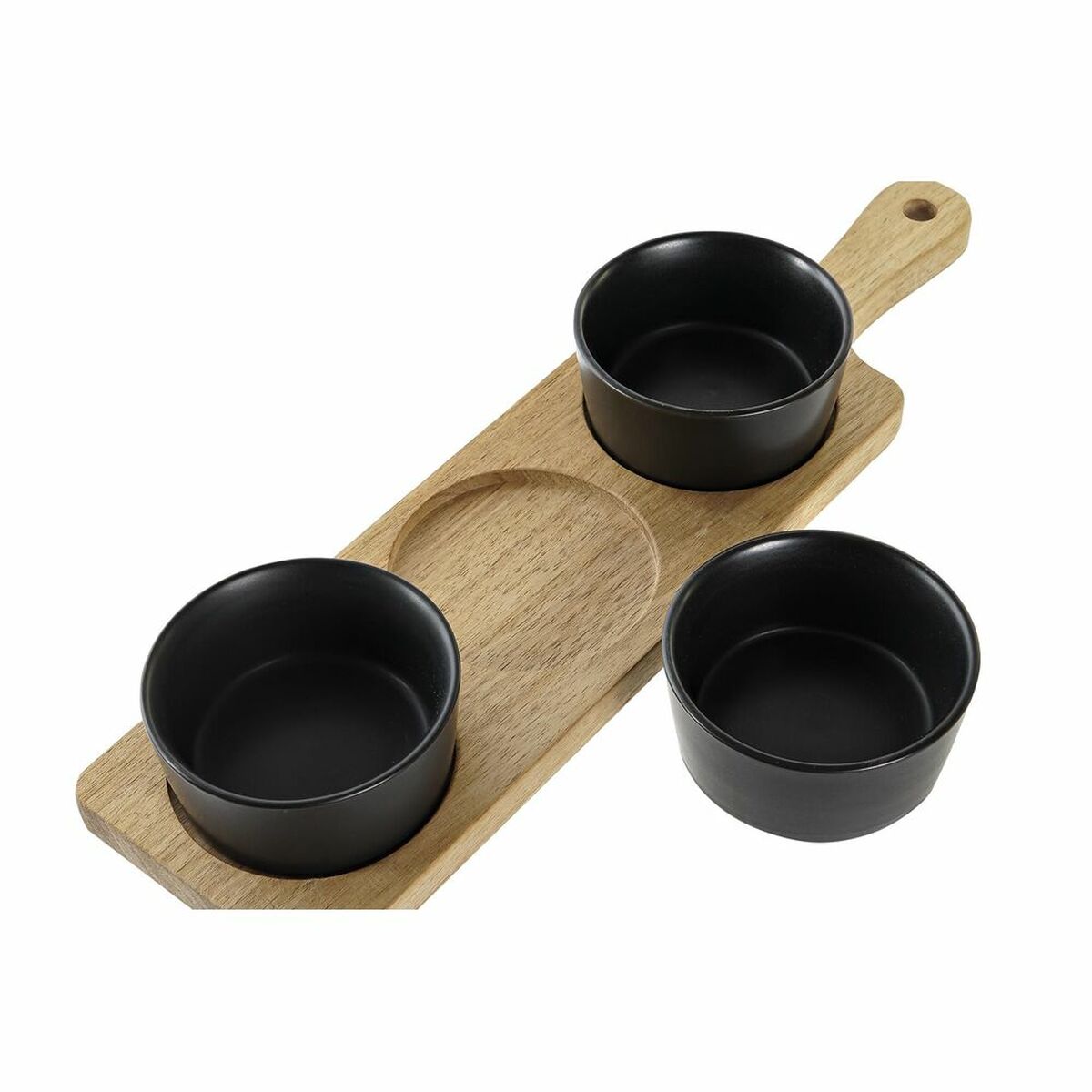 Vassoio per aperitivi DKD Home Decor Nero Naturale Acacia Gres 38 x 10 x 5,2 cm - Immagine 2