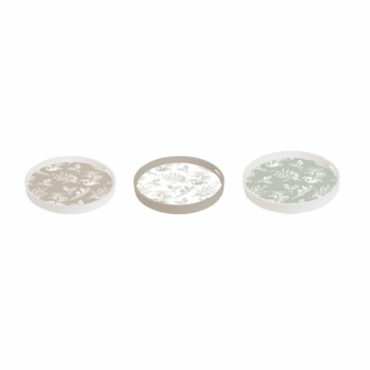 Vassoio DKD Home Decor Beige Marrone Terracotta Bianco Verde 35 x 35 x 5 cm Legno MDF 40 x 30 x 5 cm (3 Pezzi) - Immagine 3