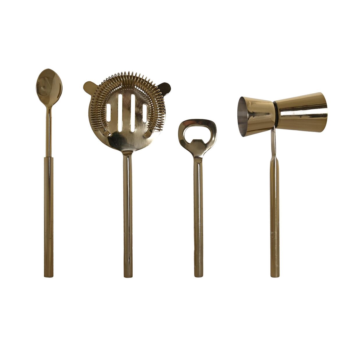 Set da Cocktail DKD Home Decor 10 x 3 x 21 cm Argentato Dorato Acciaio inossidabile Marmo - Immagine 2