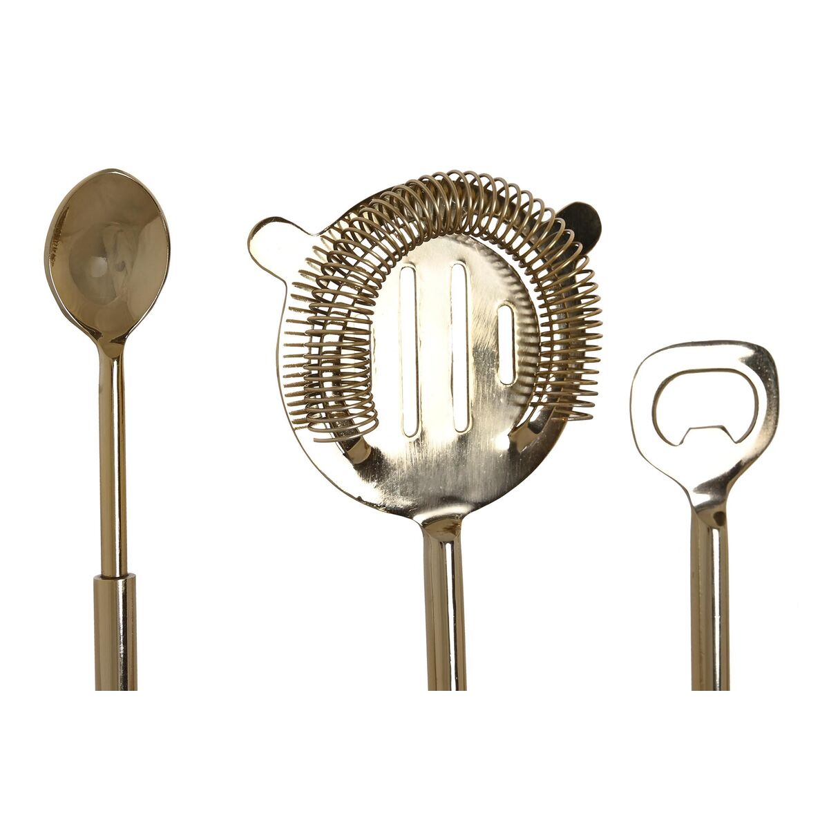 Set da Cocktail DKD Home Decor 10 x 3 x 21 cm Argentato Dorato Acciaio inossidabile Marmo - Immagine 3