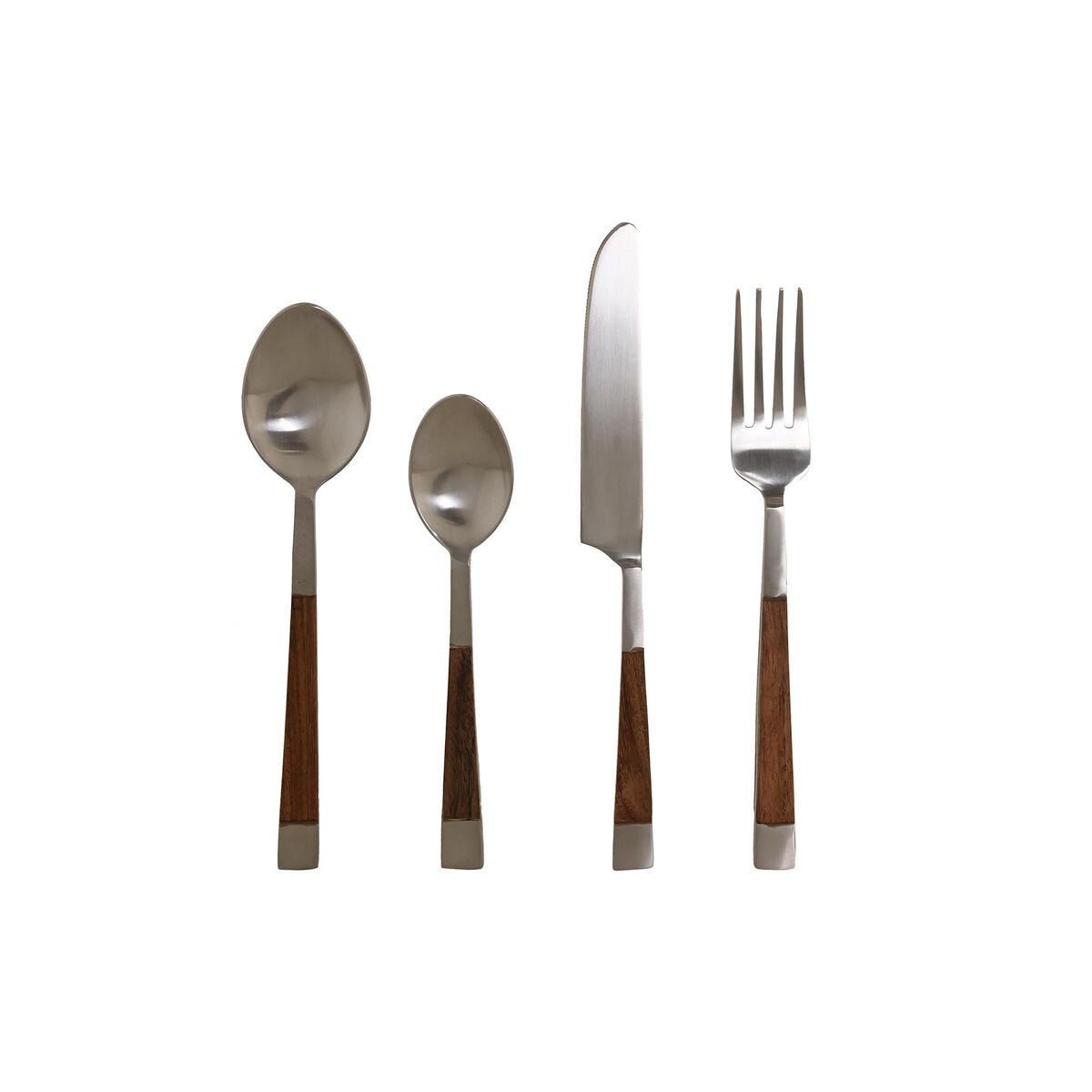 Posate DKD Home Decor Naturale Argentato Acciaio inossidabile Acacia (4,5 x 2 x 20 cm) - Immagine 2
