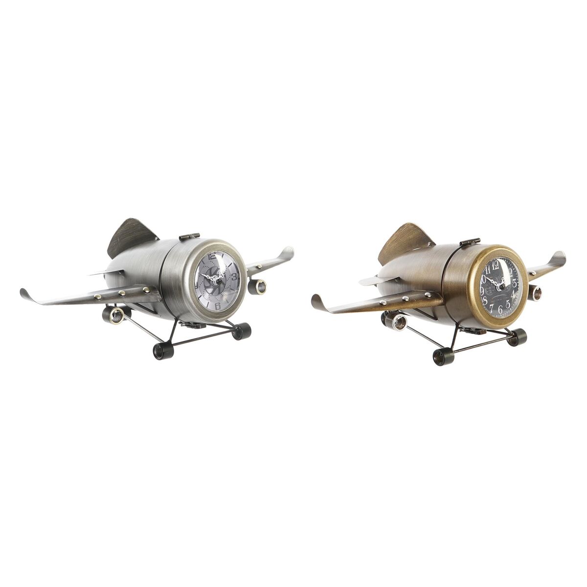 Orologio da Tavolo DKD Home Decor Dorato Argentato Aereo (2 Unità) - Immagine 1