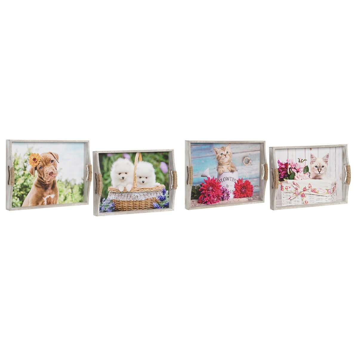 Set di Vassoi DKD Home Decor Multicolore 40 x 30 x 6 cm Legno MDF (2 Unità) - Immagine 4