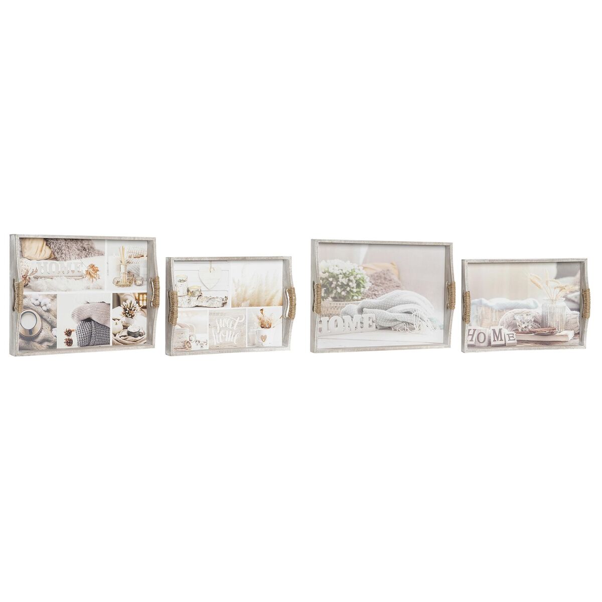 Set di Vassoi DKD Home Decor Beige 40 x 30 x 6 cm Legno MDF (2 Unità) - Immagine 4