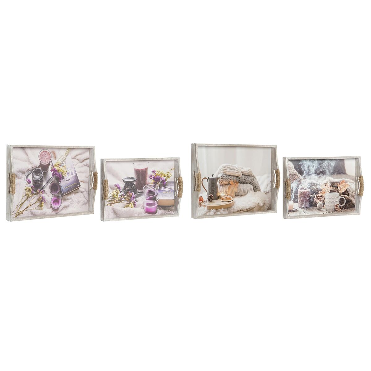 Set di Vassoi DKD Home Decor Multicolore 40 x 30 x 6 cm Legno MDF (2 Unità) - Immagine 4