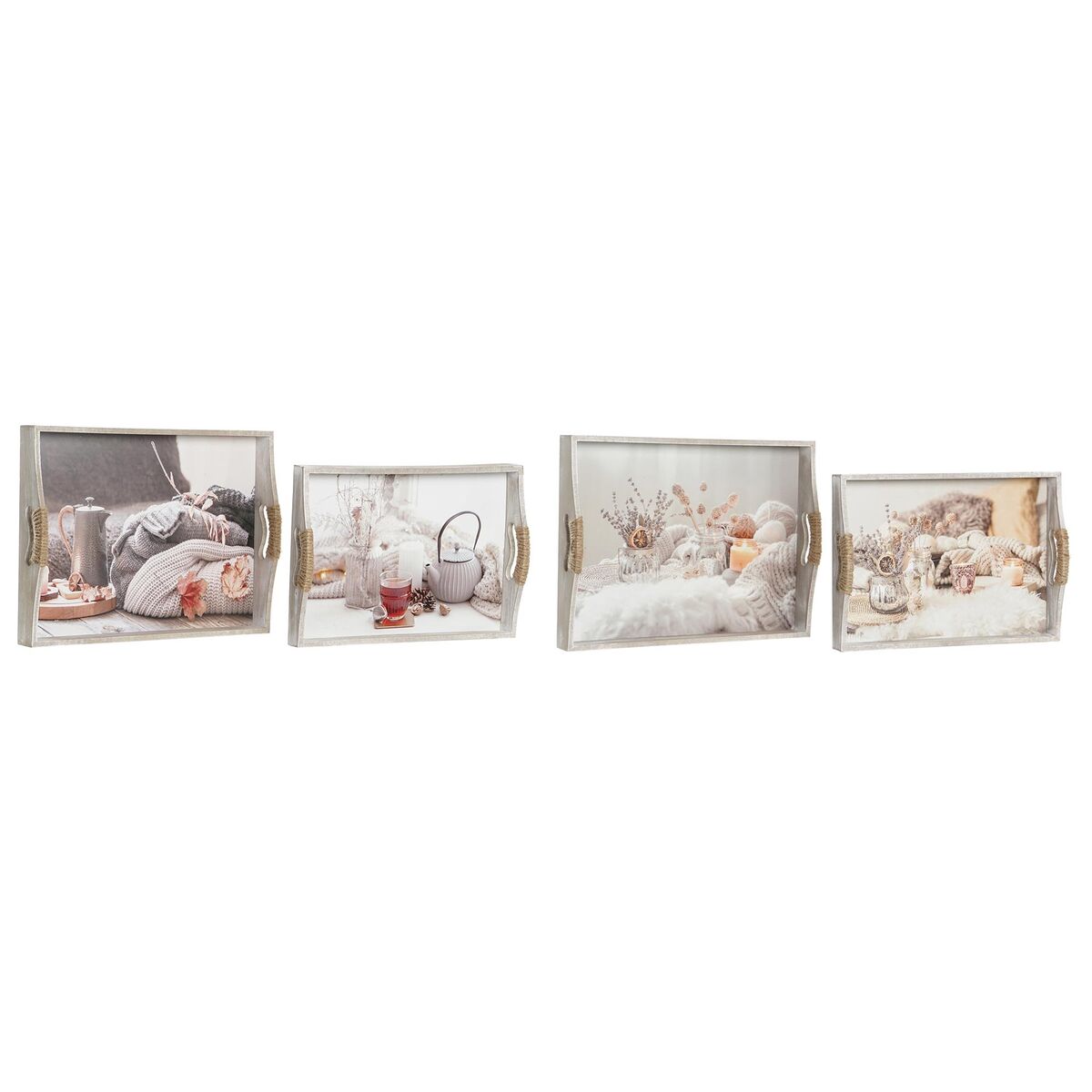 Set di Vassoi DKD Home Decor Multicolore 40 x 30 x 6 cm Legno MDF (2 Unità) - Immagine 4
