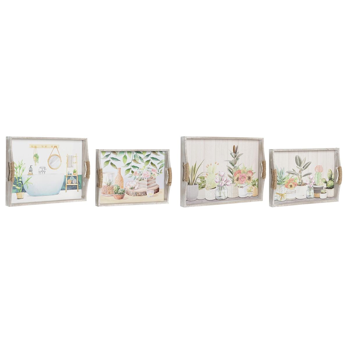 Set di Vassoi DKD Home Decor 40 x 30 x 6 cm Legno MDF (2 Unità) - Immagine 4