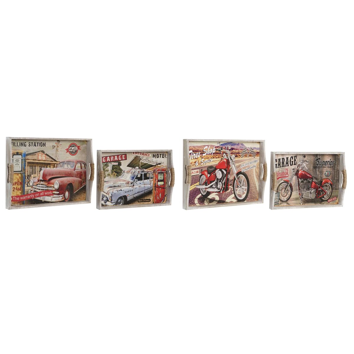 Set di Vassoi DKD Home Decor Multicolore Legno MDF 40 x 30 x 6 cm (2 Unità) - Immagine 4