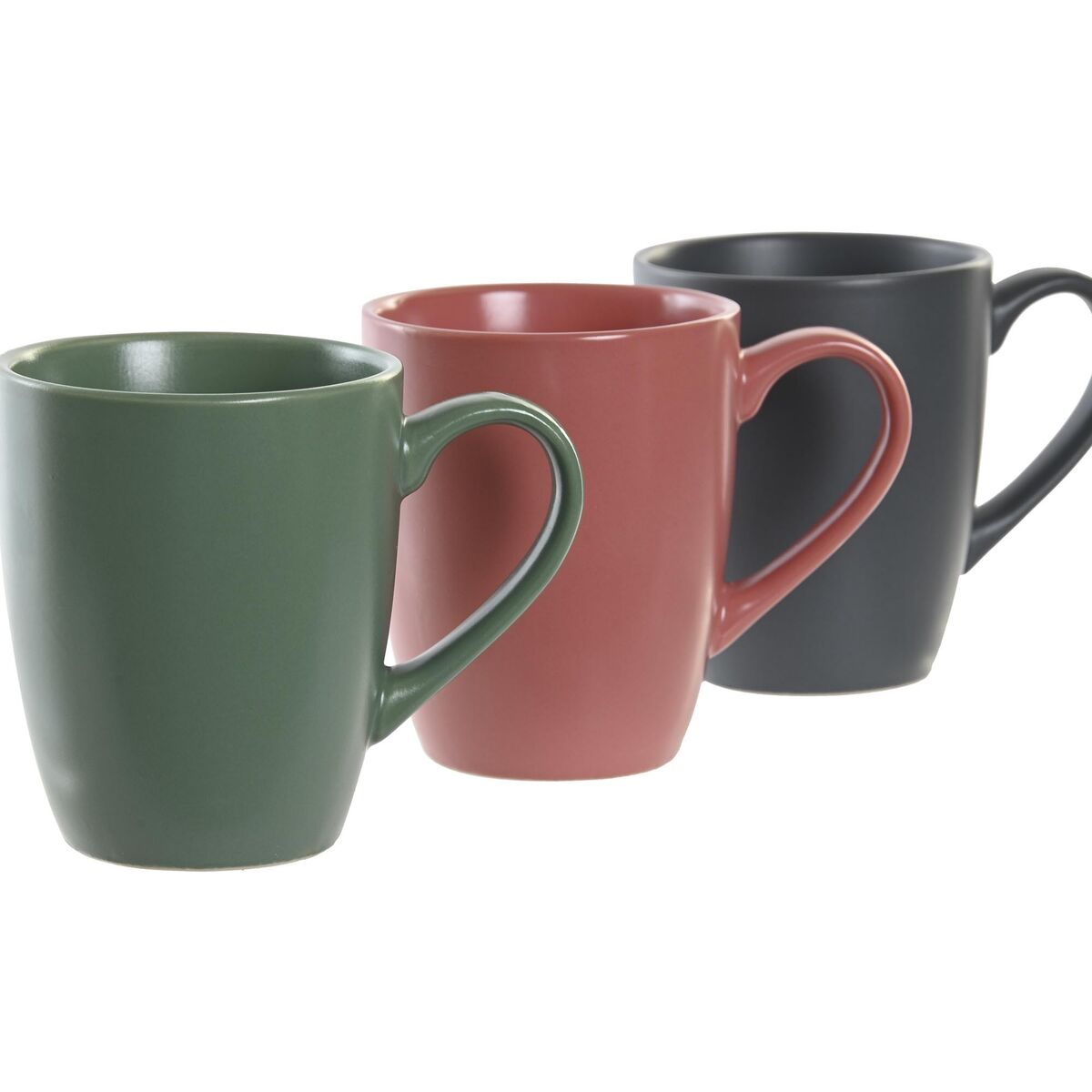 Set di 4 Tazze Mug DKD Home Decor Verde Rosa Naturale Grigio scuro Gres 160 ml 17 x 12 x 39 cm - Immagine 3