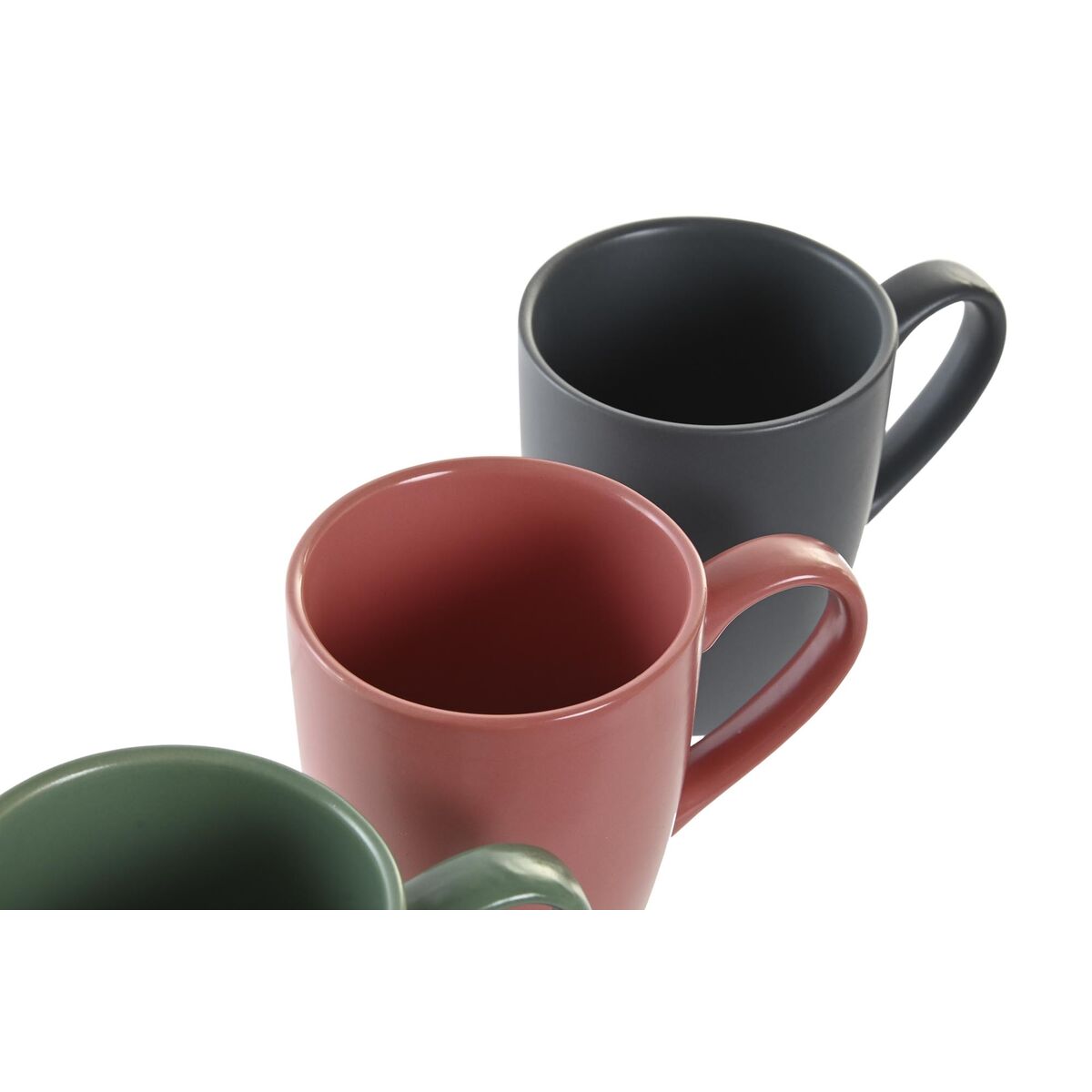 Set di 4 Tazze Mug DKD Home Decor Verde Rosa Naturale Grigio scuro Gres 160 ml 17 x 12 x 39 cm - Immagine 2
