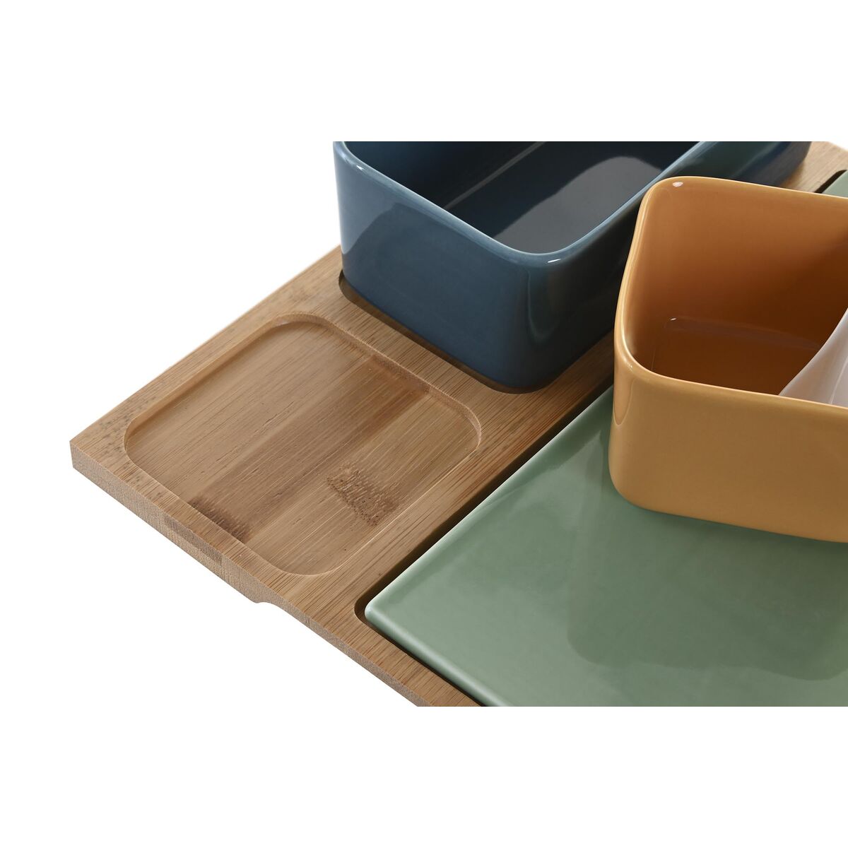 Set da Aperitivo DKD Home Decor Porcellana Multicolore Bambù 5 Pezzi (27 x 26 x 8 cm) - Immagine 4