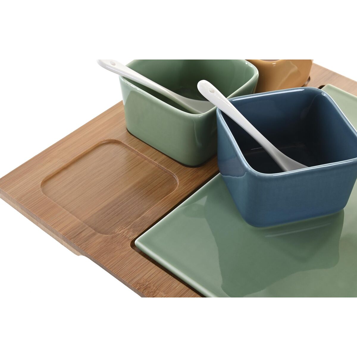 Set da Aperitivo DKD Home Decor Porcellana Multicolore Bambù 8 Pezzi (30 x 30 x 6 cm) - Immagine 4