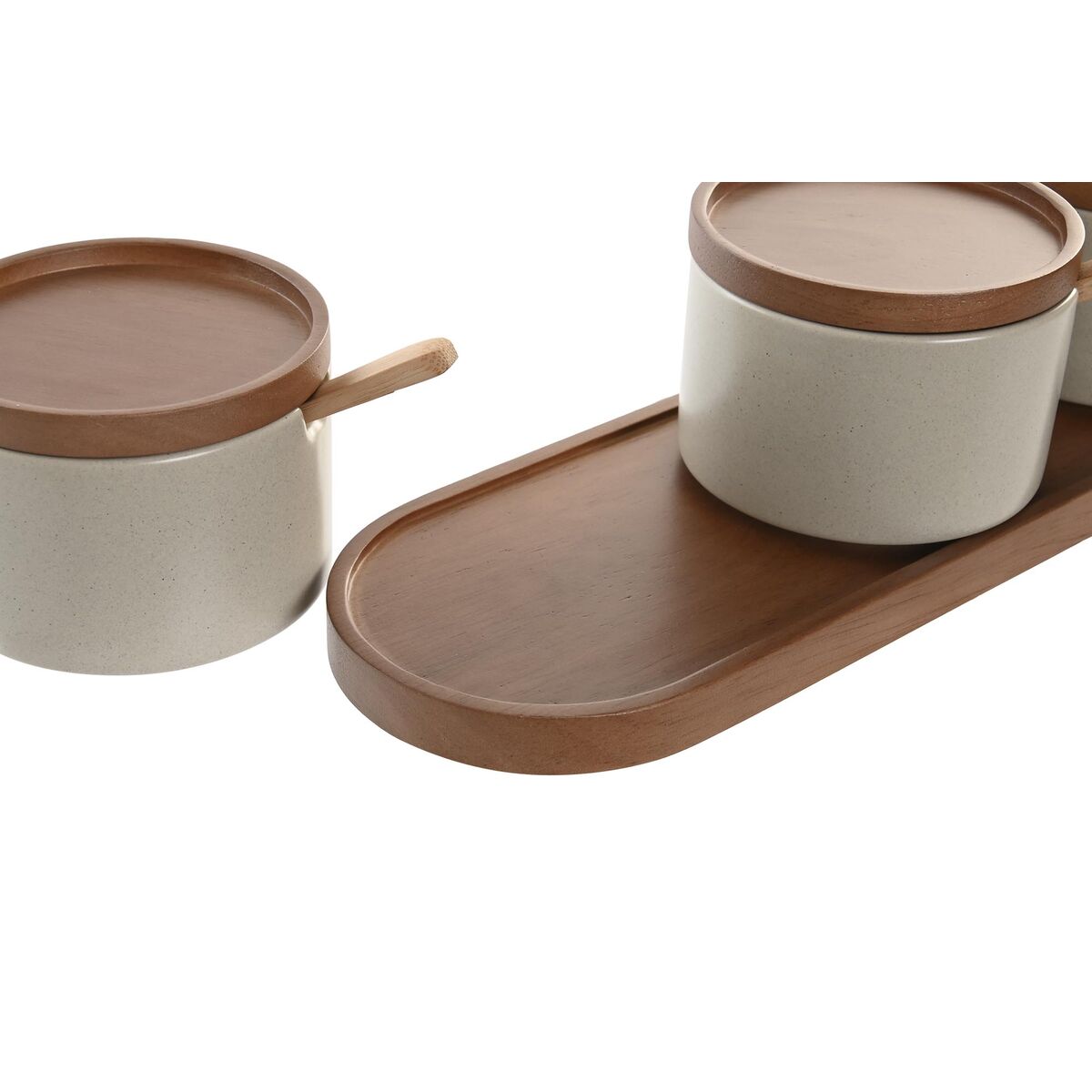 Portazucchero DKD Home Decor Marrone Beige Legno d'albero della gomma 29 x 10 x 7 cm - Immagine 4
