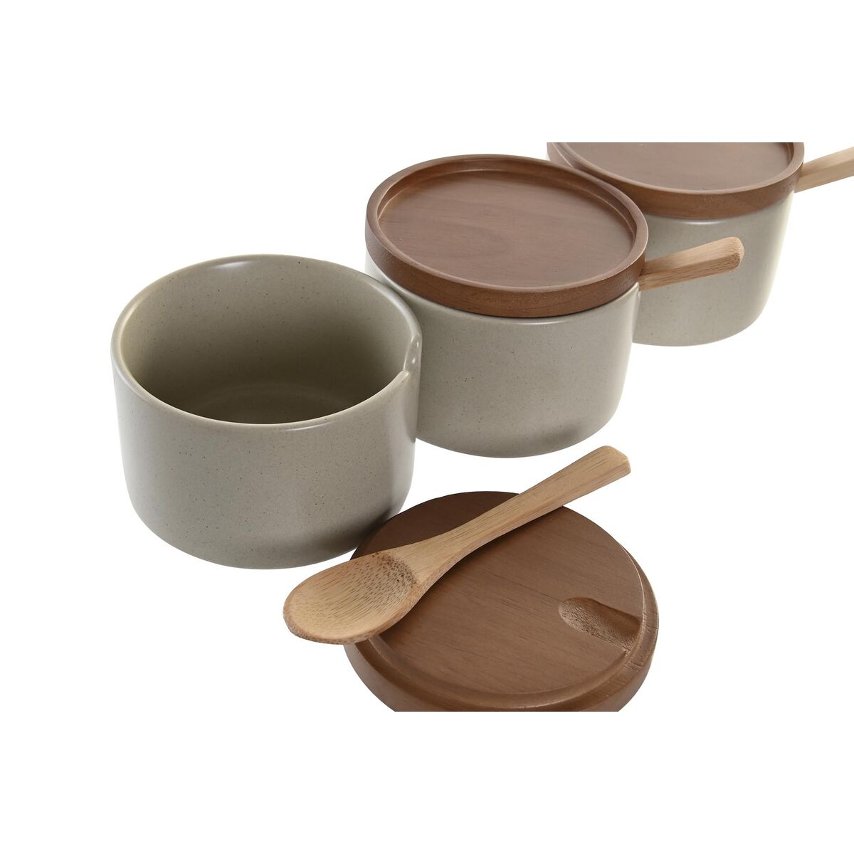 Portazucchero DKD Home Decor Marrone Beige Legno d'albero della gomma 29 x 10 x 7 cm - Immagine 3