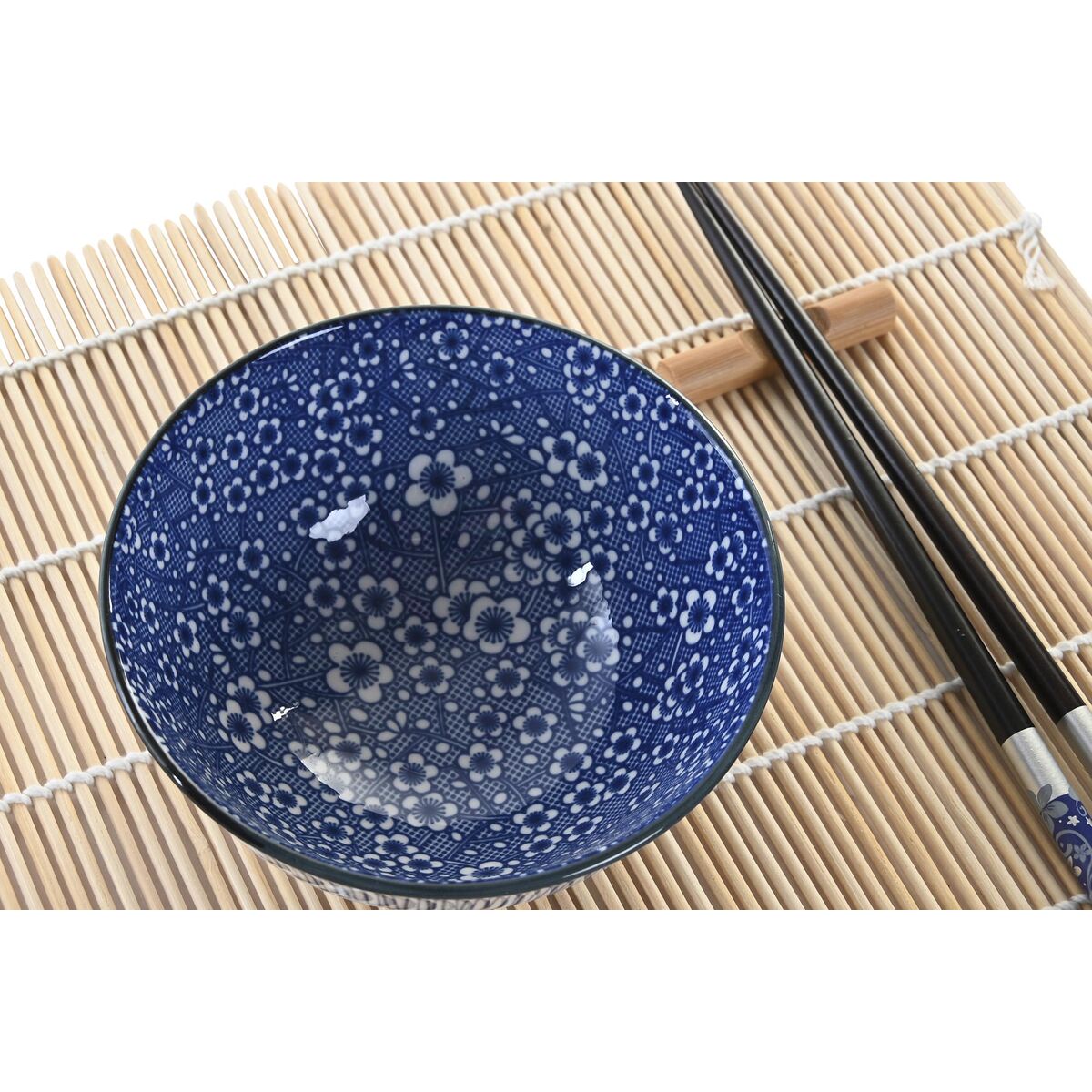 Set per Sushi DKD Home Decor 14,5 x 14,5 x 31 cm Nero Azzurro Gres Orientale (16 Pezzi) - Immagine 2