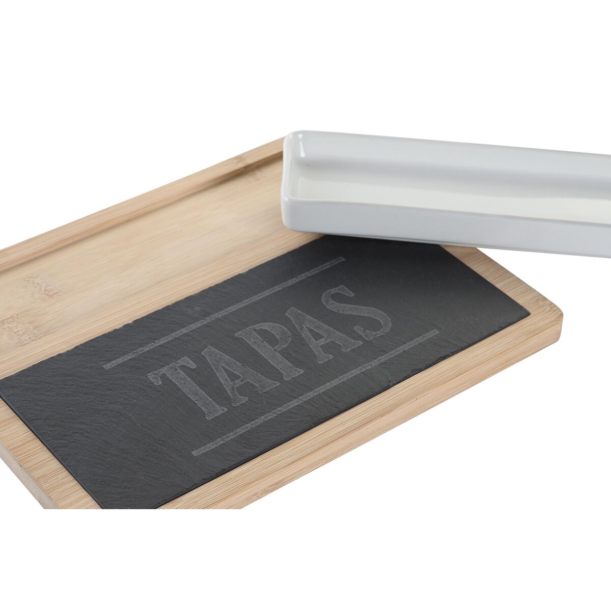 Set da Aperitivo DKD Home Decor 24 x 7 x 2,5 cm Naturale Nero Lavagna - Immagine 3