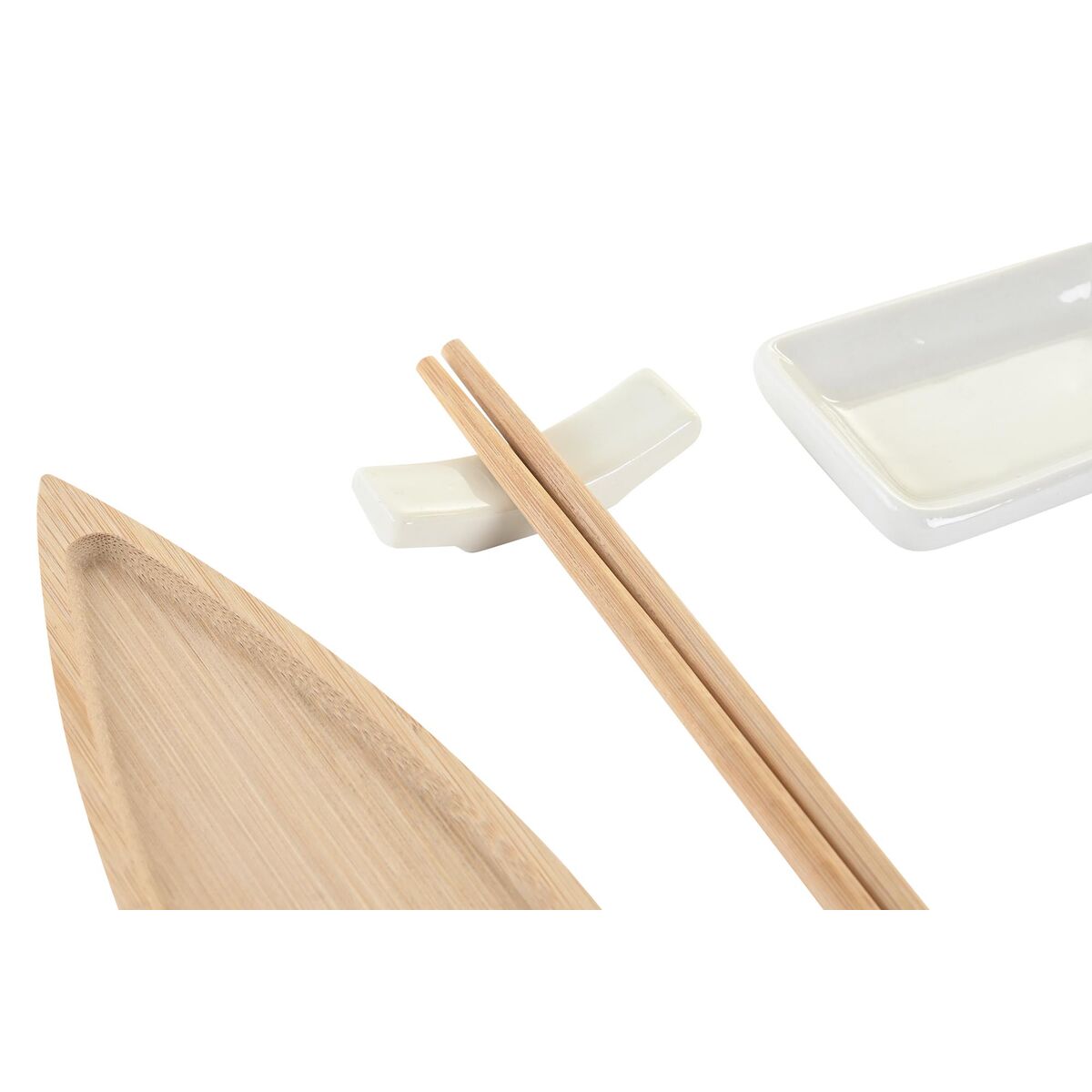 Set per Sushi DKD Home Decor 8 x 5 x 2 cm Ceramica Naturale Bianco Orientale - Immagine 3