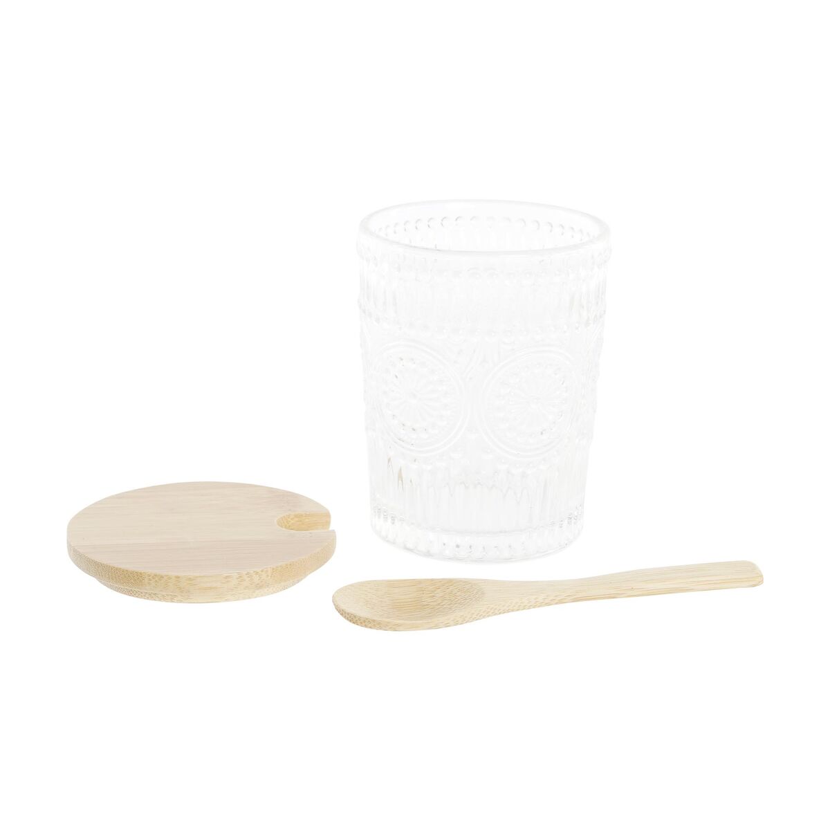 Portazucchero DKD Home Decor Trasparente Naturale Bambù Alluminio Cristallo Vetro Borosilicato 300 ml 28 x 10 x 13,5 cm - Immagine 3