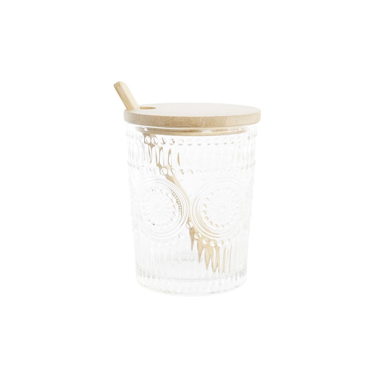 Portazucchero DKD Home Decor Trasparente Naturale Bambù Alluminio Cristallo Vetro Borosilicato 300 ml 28 x 10 x 13,5 cm - Immagine 2