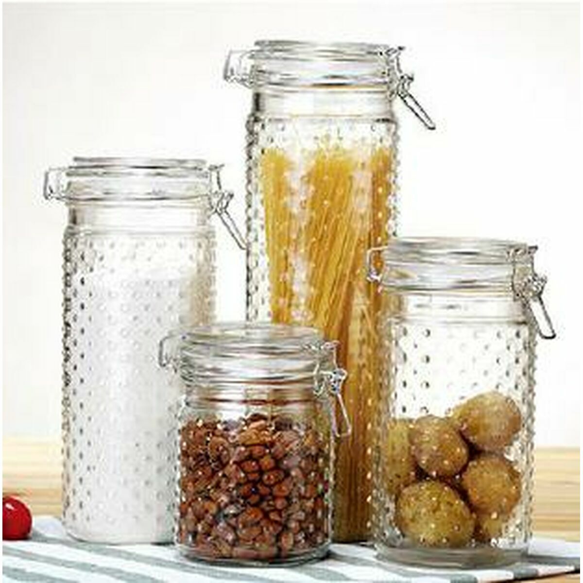 Set di 4 Barattoli DKD Home Decor Cristallo Trasparente Acciaio inossidabile 10 x 10 x 33 cm - Immagine 2
