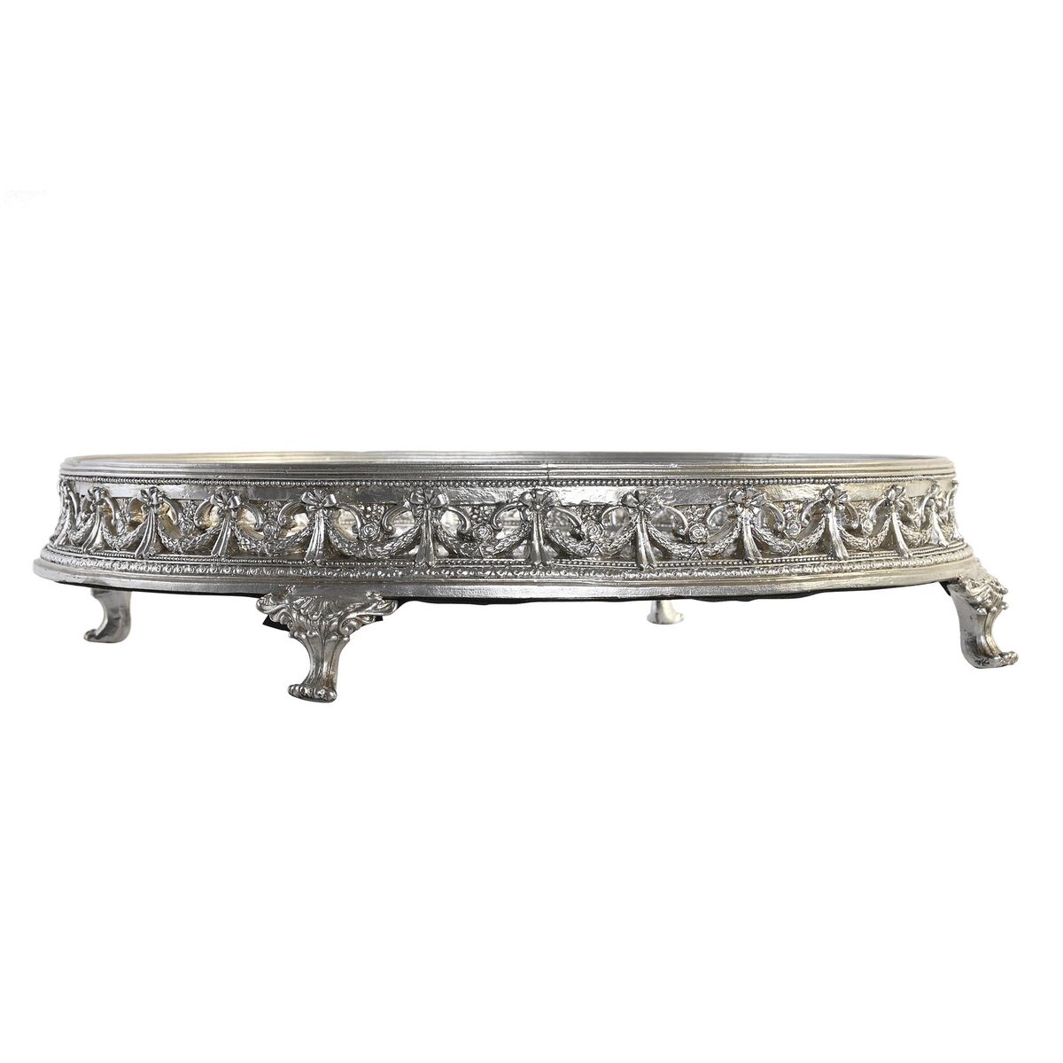 Vassoio per aperitivi DKD Home Decor 38,5 x 38,5 x 8 cm Specchio Argentato Dorato Resina Neoclassico (2 Unità) - Immagine 3