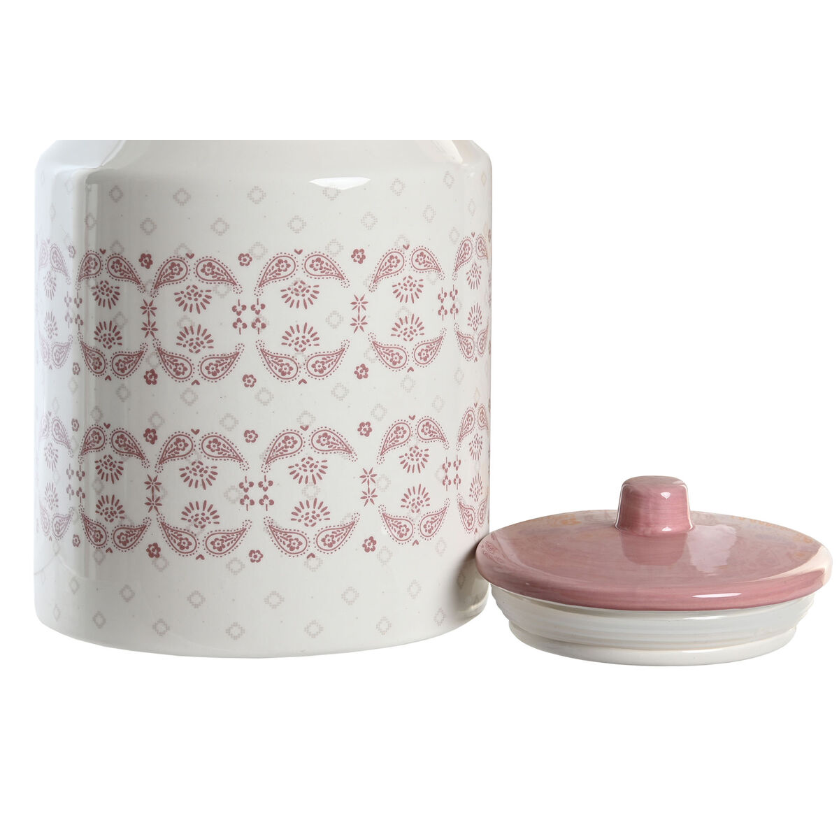 Barattolo DKD Home Decor 15,5 x 15,5 x 21 cm Rosa Bianco Dolomite - Immagine 2
