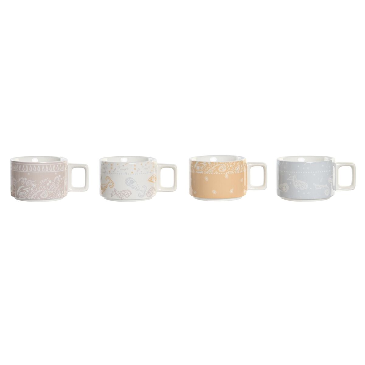 Set di Tazze da Caffè DKD Home Decor Giallo Azzurro Bianco Rosso Metallo Bambù Dolomite 260 ml - Immagine 4