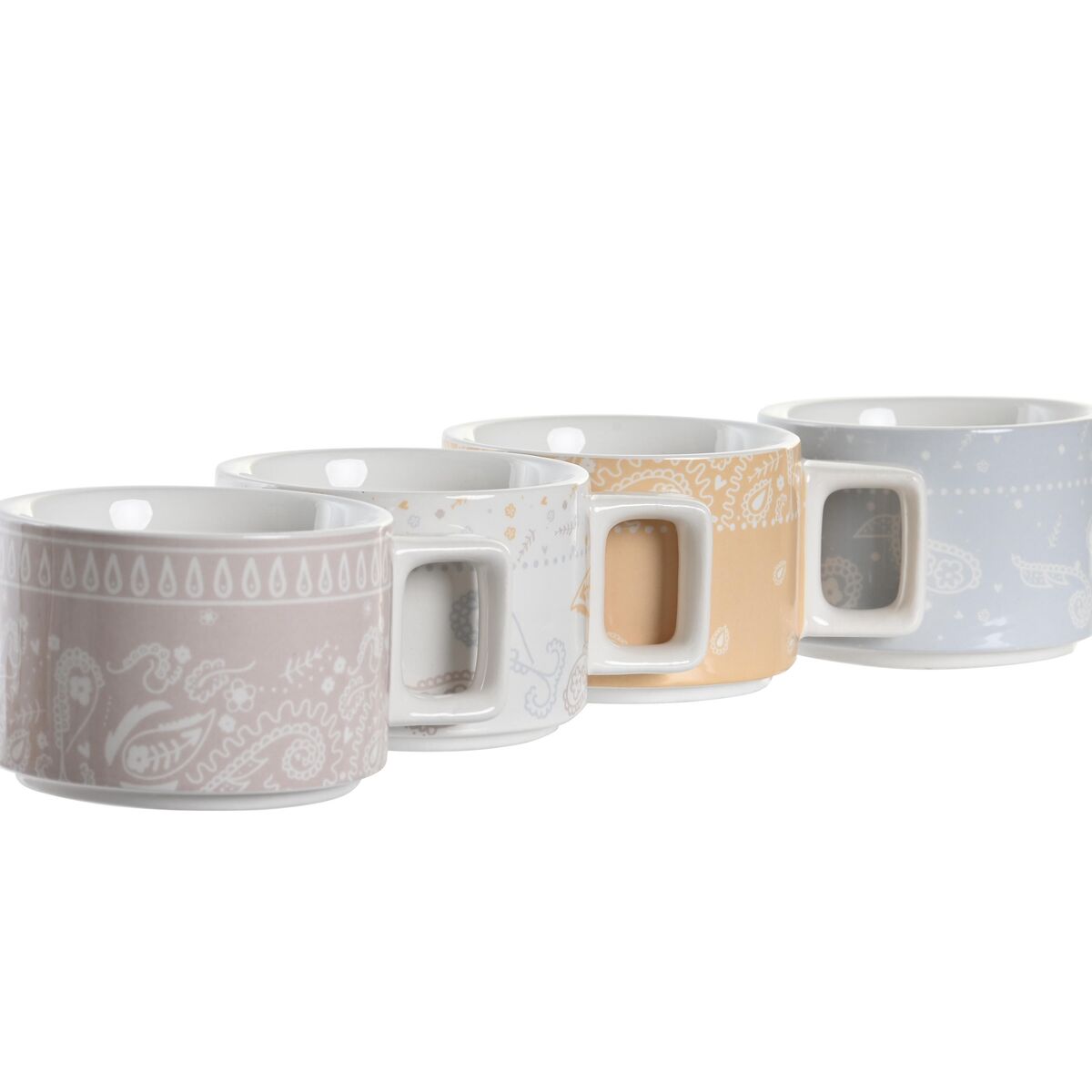 Set di Tazze da Caffè DKD Home Decor Giallo Azzurro Bianco Rosso Metallo Bambù Dolomite 260 ml - Immagine 2