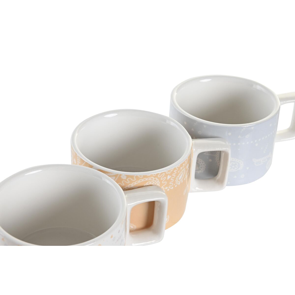 Set di Tazze da Caffè DKD Home Decor Giallo Azzurro Bianco Rosso Metallo Bambù Dolomite 260 ml - Immagine 3