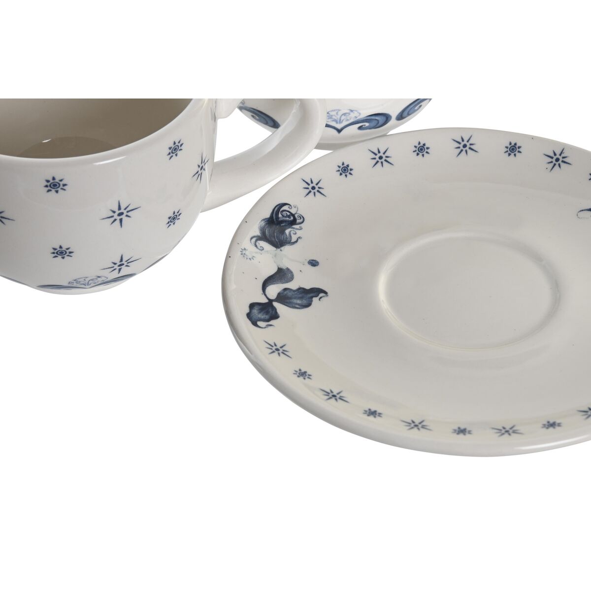 Set di Tazze e Piatti DKD Home Decor Azzurro Bianco Metallo Dolomite 180 ml 20 x 18 x 20 cm - Immagine 4