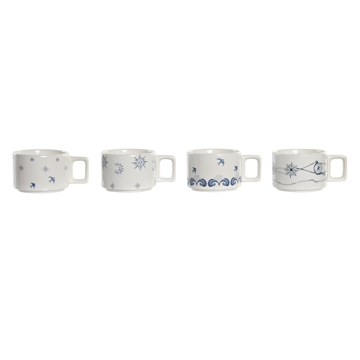 Set di Tazze da Caffè DKD Home Decor Azzurro Bianco Metallo Dolomite 260 ml - Immagine 2