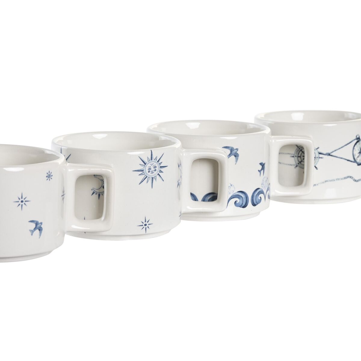 Set di Tazze da Caffè DKD Home Decor Azzurro Bianco Metallo Dolomite 260 ml - Immagine 3