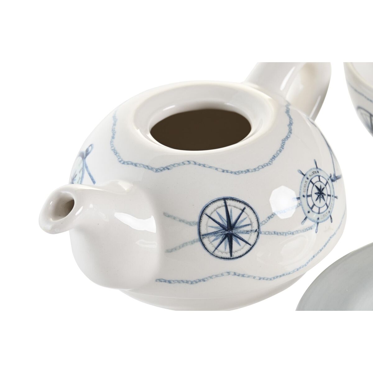 Set Teiera DKD Home Decor Azzurro Bianco 750 ml Dolomite (3 Unità) - Immagine 4