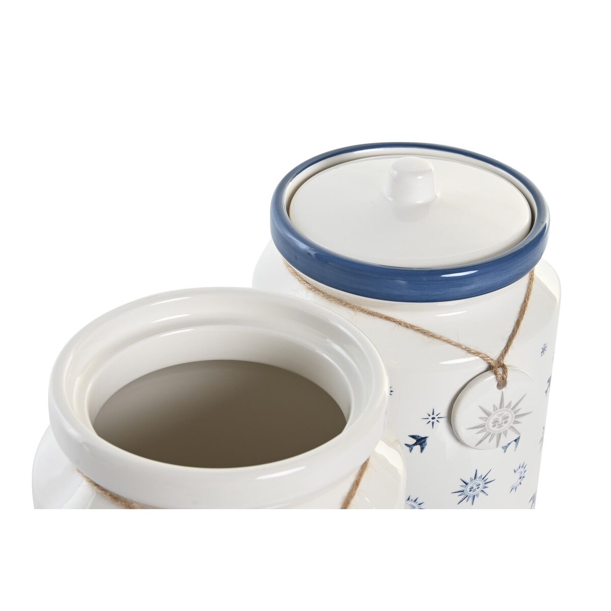 Barattolo DKD Home Decor Azzurro 15 x 15 x 21 cm Bianco Dolomite (2 Unità) - Immagine 3