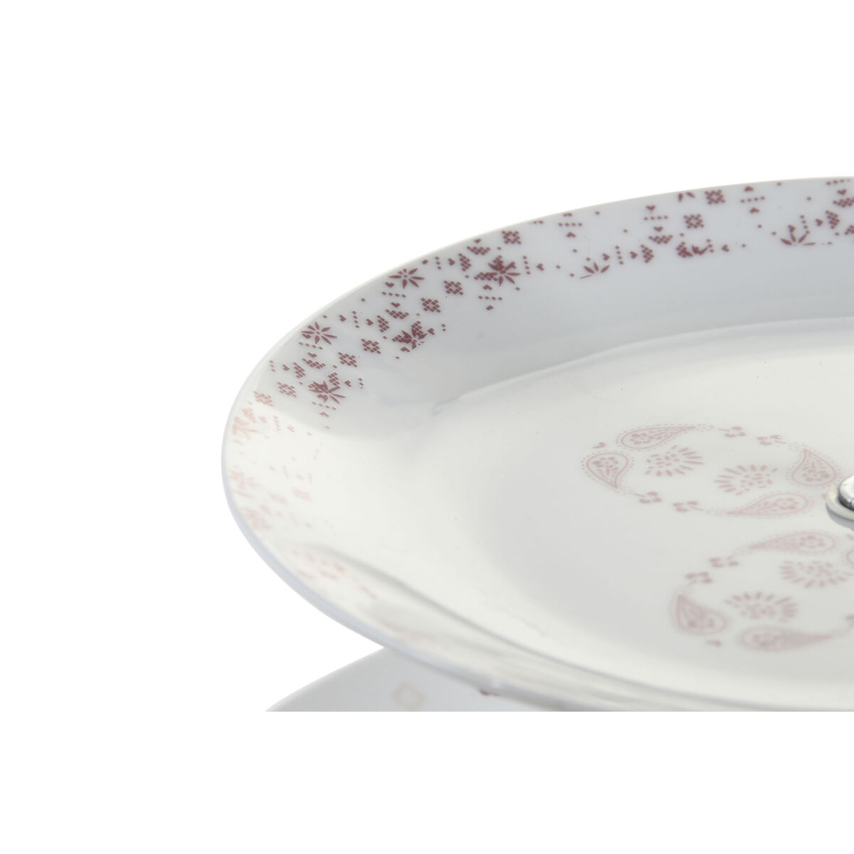 Portafrutta DKD Home Decor 27 x 27 x 34 cm Porcellana Rosa Metallo Bianco - Immagine 2