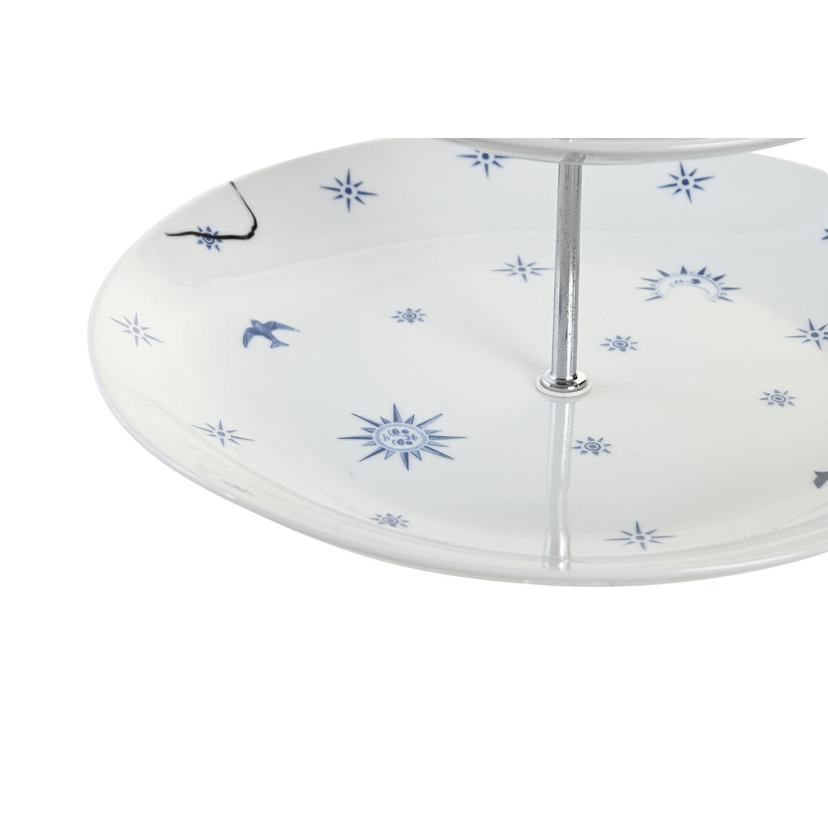 Portafrutta DKD Home Decor 27 x 27 x 34 cm Porcellana Azzurro Metallo Bianco - Immagine 2